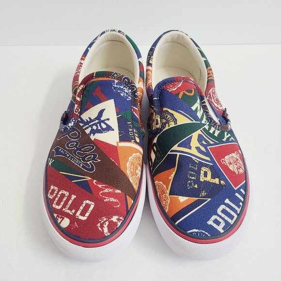 NEW Polo Ralph Lauren Keaton Collegiate Pep Rally Canvas Slip On Shoes Size 9 main image 6